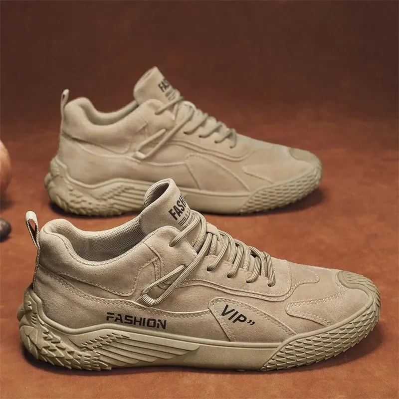 Spring New Men's Shoes Comfortable Casual Shoes Lightweight Trendy Versatile Solid Color Trendy Shoes Men's Sports Thick-Soled Sneakers
