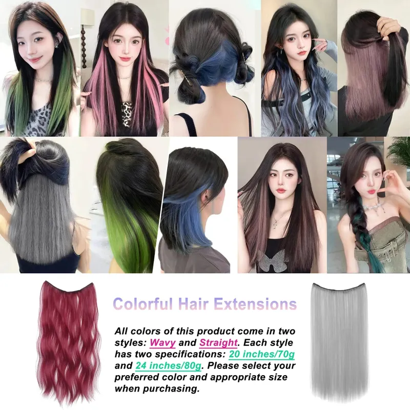 Synthetic Wavy/Straight Wigs Clip in Hair Extensions 20inches/24inches Clip On Hair Extensions for Women Hair Accessories