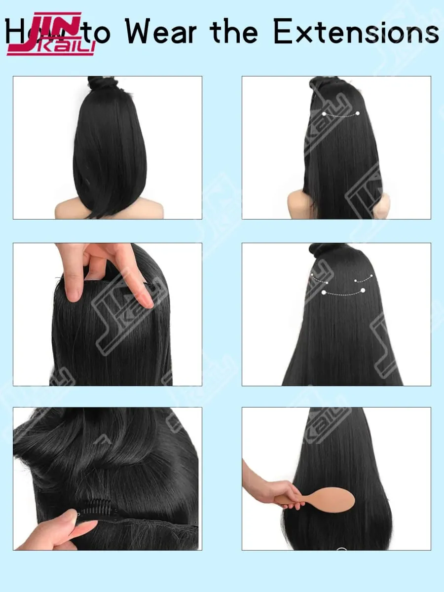 JKL Long Hair Extension Pieces Makatotohanang Volume Boost Invisible Traceless Three Piece Set Asian Synthetic Hair Extension