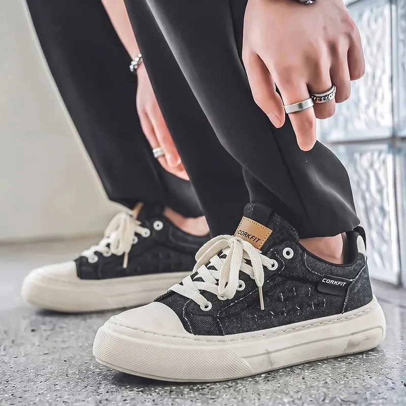 PersonalizedSpringandAutumnNewMensShoesKoreanStyleFashionableLargeSizeLowTopCasualShoes Denim Single ShoesVersatile Sneakers