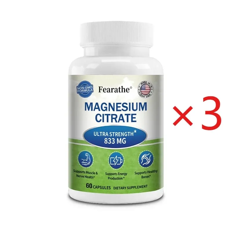 Magnesium Citrate Capsules Highly Absorbable Nutritional Supports Relaxation Sleep Bone Heart Nerve Muscle & Metabolism