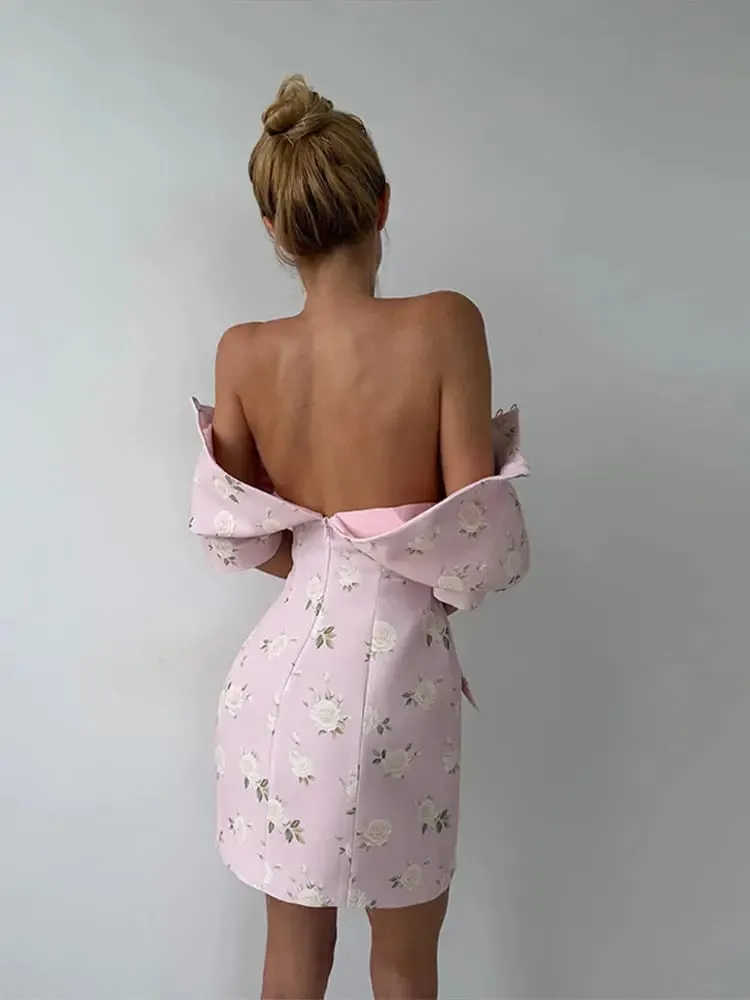 Elegant Women's Printed Buttons Short Dress Waist Cinched Shoulder Pads High Collar Dresses 2026 Autumn Lady Holiday Party Robes