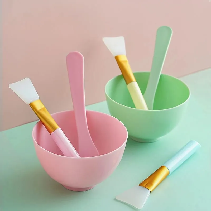Face Mask Mixing Bowl Set 5pcs DIY Facemask Mixing Tool Kit Facial Mask Bowl Stick Spatula Silicone Soft Face Brushes Spoons