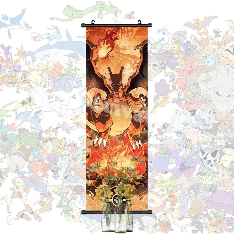 Έντυπη αφίσα Anime Έργα τέχνης τοίχου Gengar Εικόνες Charizard Ζωγραφική Καμβάς Pikachu Κρεμαστά ειλητάρια Διακόσμηση δωματίου στο σπίτι