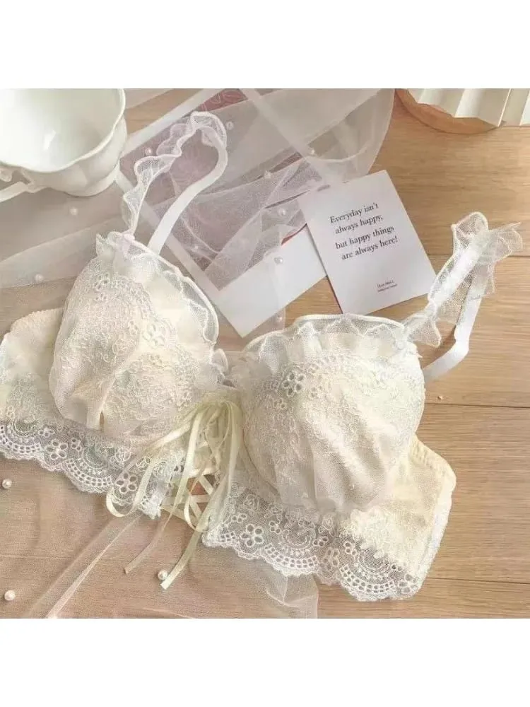 สไตล์ญี่ปุ่นลูกไม้ Bralette ชุดเซ็กซี่น่ารักชุดชั้นในแหวนเหล็กสำหรับหน้าอกเล็ก Push Up Bra & ชุดกางเกง ขายร้อน Now! — image 2
