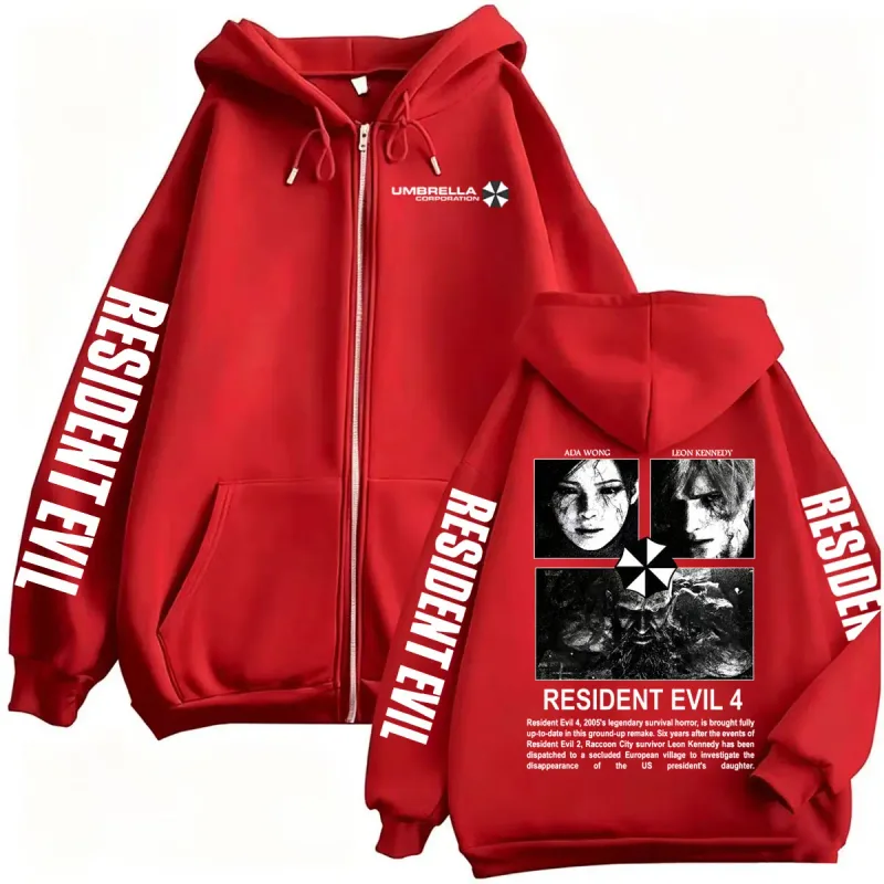 Leon Kennedy Resident Evil Requiem Zipper Hoodies Men Women Fashion Classic Sweatshirts Jacket Coats Casual Fleece Zip Up Hoodie