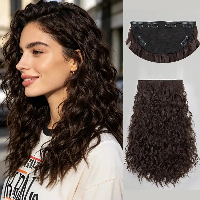 18Inch Synthetic Long Curly Wave Hair Extensions 6 Clip Heat Resistant Silky Hairpiece For Women Daily Party Use
