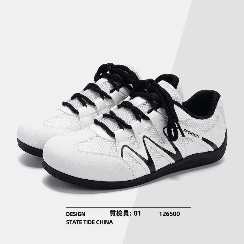 Heren mesh ademende casual sneakers met veters platte zool mode sportschoenen dagelijks wandelen dames lichtgewicht atletische schoenen