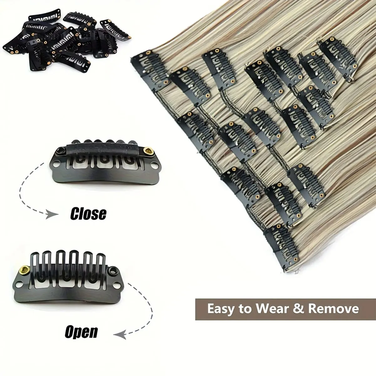 Clips In Hair Extension Long Straight Hair Pieces Clip In Hair Extension 22inches 7pcs/set Synthetic Fake Hair Pieces for Women