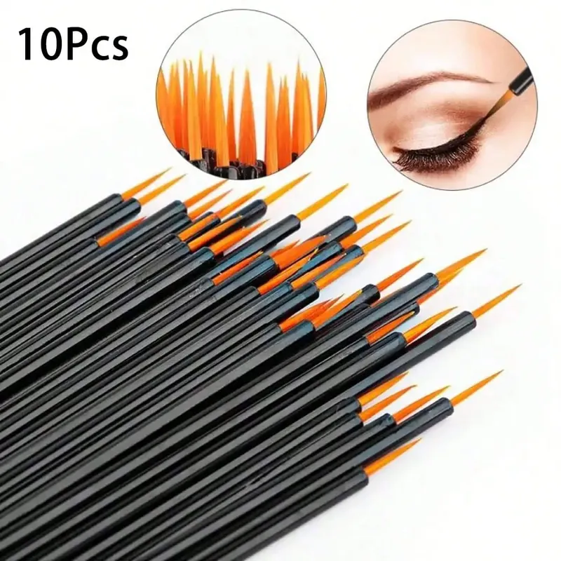 10Pcs/Set Disposable Eyeliner Brushes With Cap Fine Fiber Nail Art Pen Applicators Wand Professional Cosmetic Mini Makeup Tools