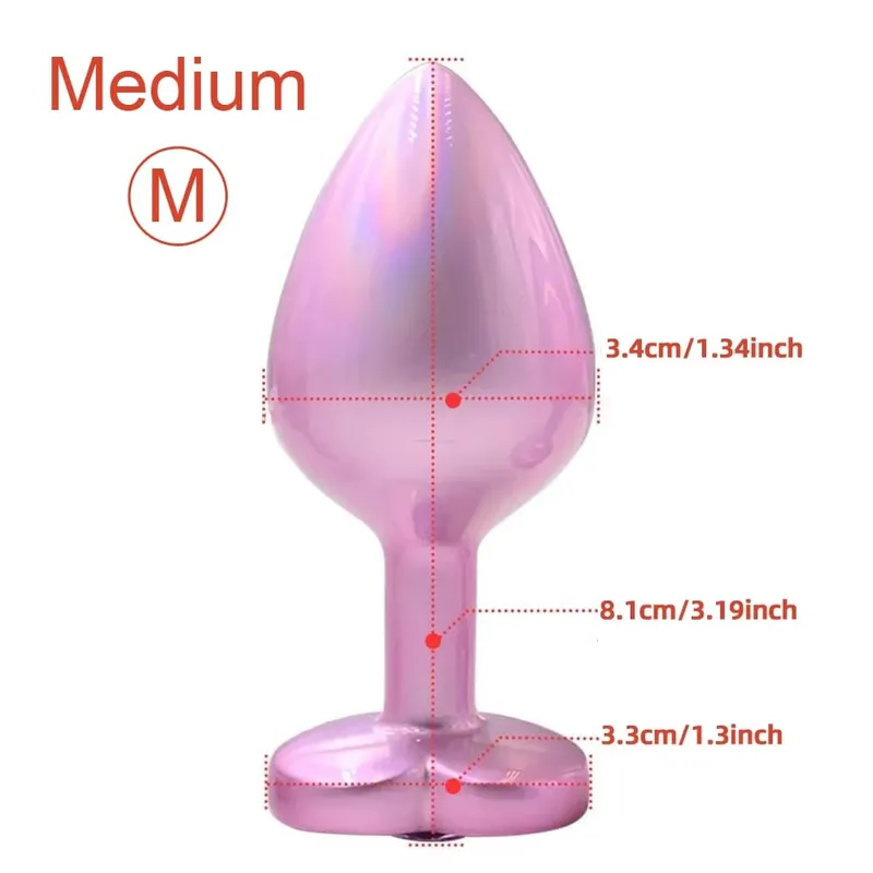 3 Sizes Crystal Diamond Heart Base Metal Anal Plug Beginner Butt Plug Masturbation Stimulator Sex Massager Adult Sex Toys