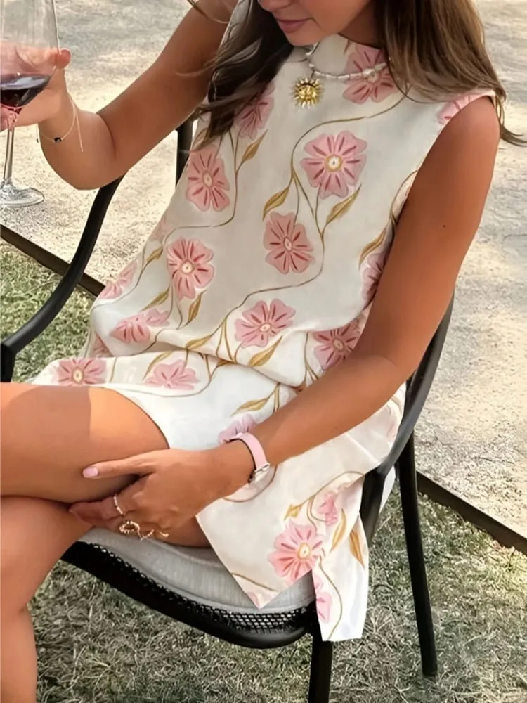 2026 Summer Women O-neck Sleeveless Print Mini Dress Fashion New Elegant Casual Loose Vacation Beach Short Dresses
