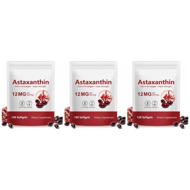 Οι μαλακές γέλη Astaxanthin From Microalgae προάγουν την παραγωγή κολλαγόνου Χωρίς σόγια χωρίς γλουτένη χωρίς ΓΤΟ Triple Strength 120 Softgels