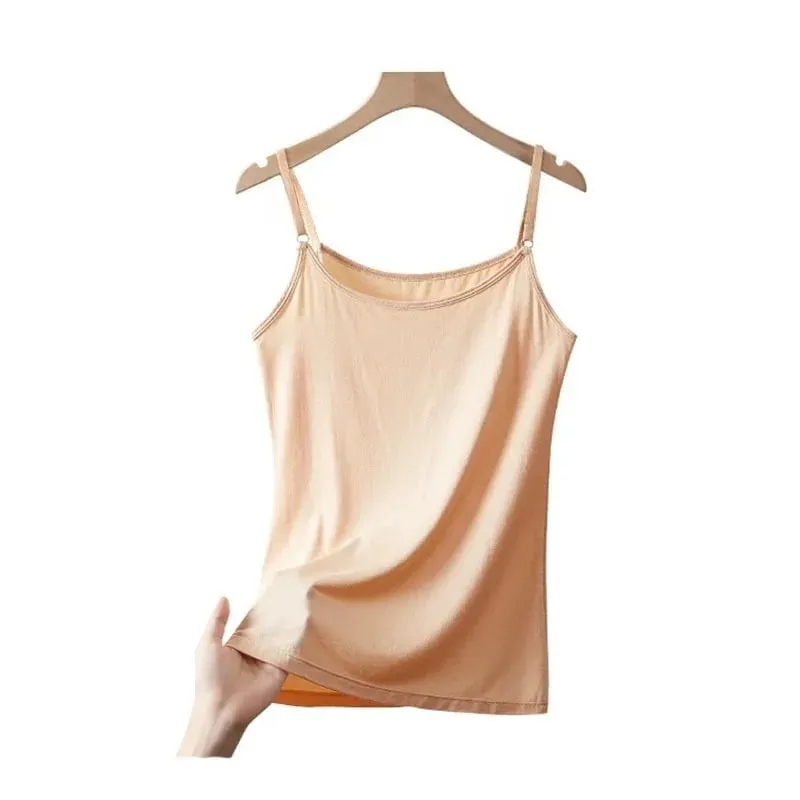 Cotton Feel Solid Sling Camisole Women Crop Top 35-75kg Sleeveless Sexy Slimming Vest Tank Base Tee Underwear Daily Staple 2026