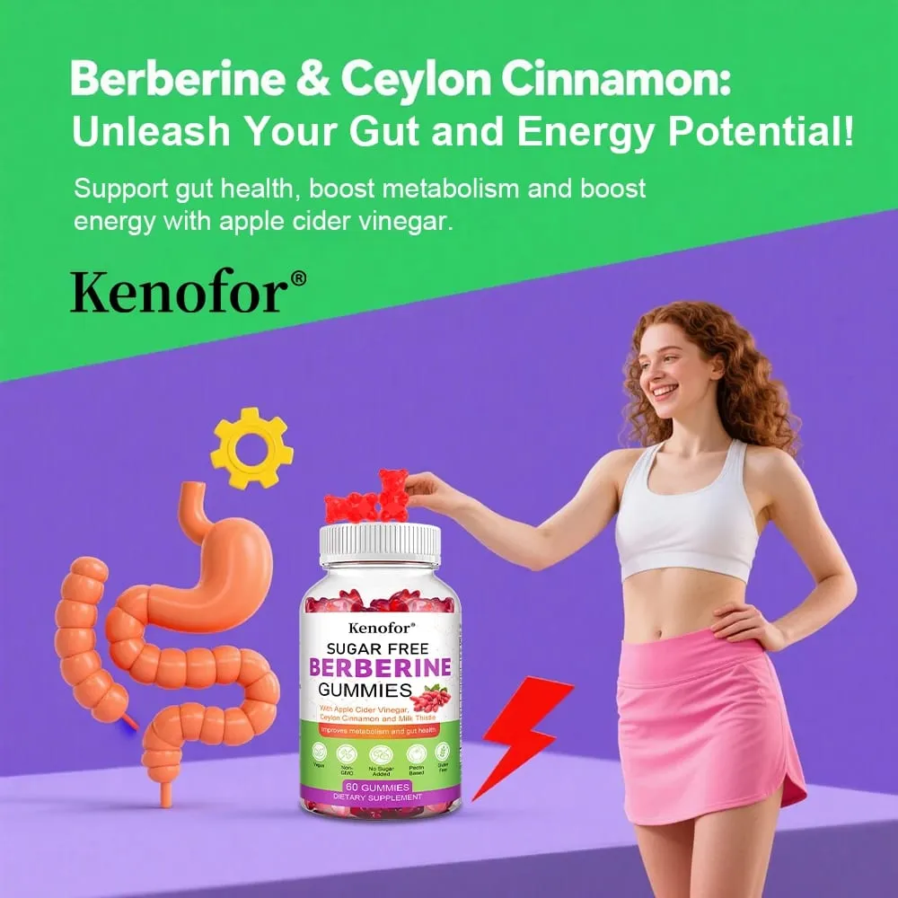Berberine Gummies - with Ceylon Cinnamone Milk Thistle - Support Immune Heart Metabolic and Digestive Health - 60 Gummies