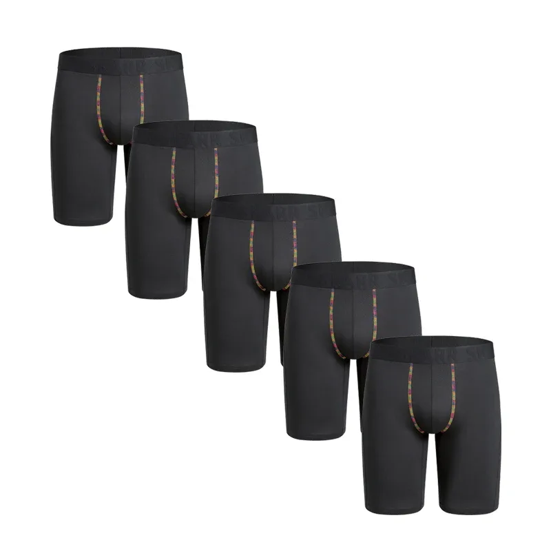 5pcs Long Men's Panties Underwear For Man Boxers Shorts New Sport Mens Underpants Highly Elastic Male Breathable Shorts