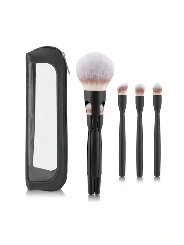 4-Piece Makeup Brush Set Featuring Professional-Grade Brushes Made from High-Quality Synthetic Fibers for a Luxurious Feel.