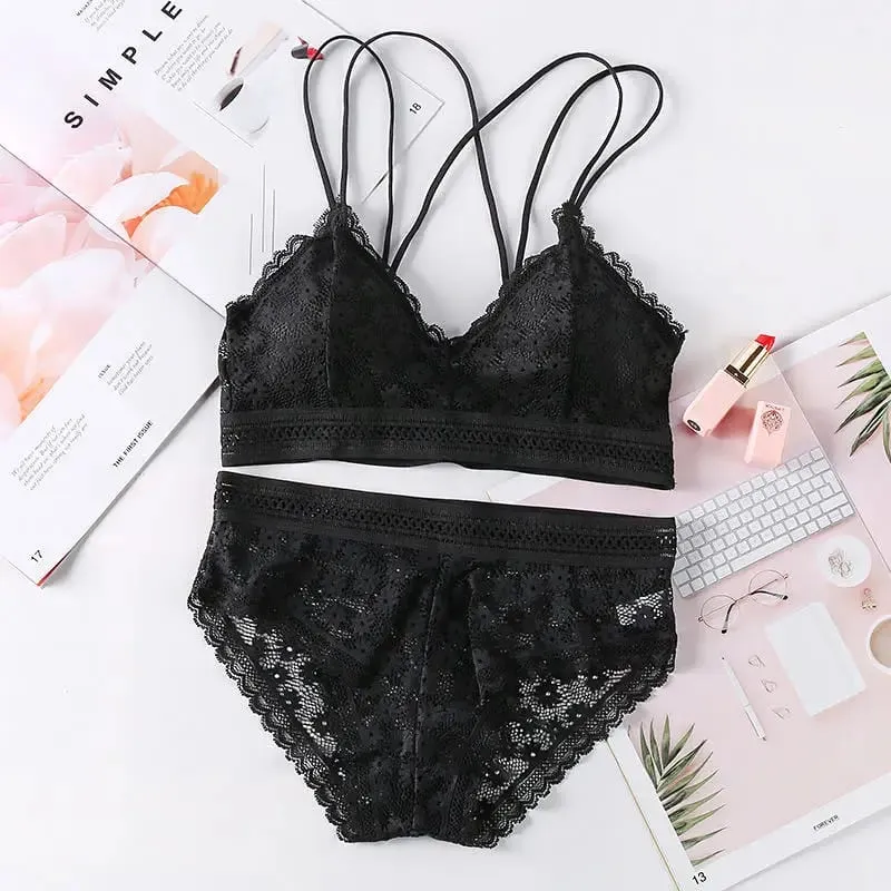 Kvinnor underkläder push-up BH Underkläder Set Sexig Spets Underkläder Set Kvinnliga Underkläder Set Spets BH Trosor Sömlösa underkläder Kvinnor