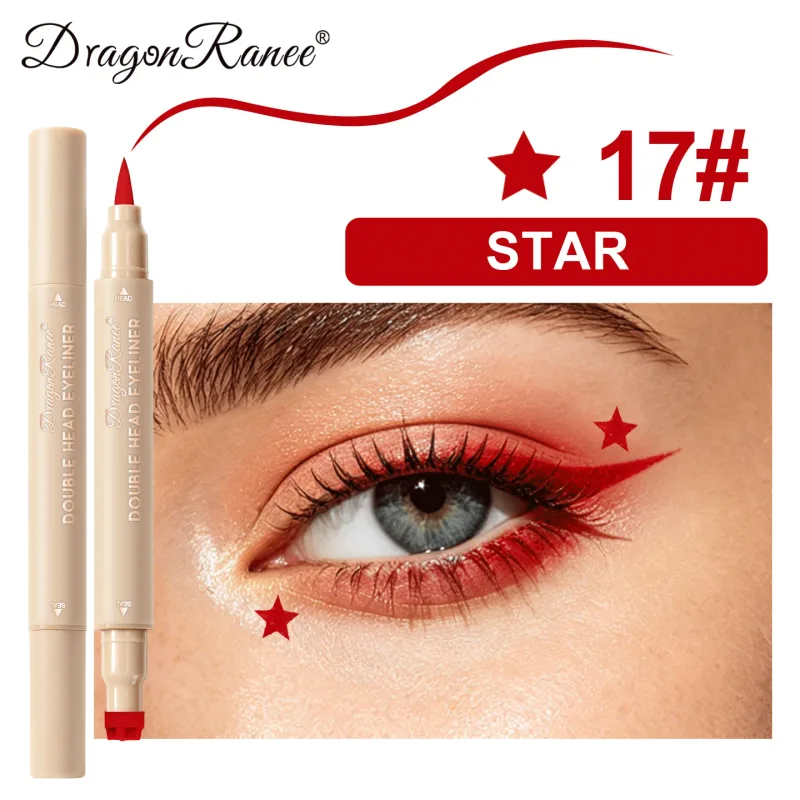 Double Head Eyeliner Stamp Waterproof Colorful Eyeliner With Heart/Star/Butterfly/Triangle Liquid Liner Seal Decorative Makeup