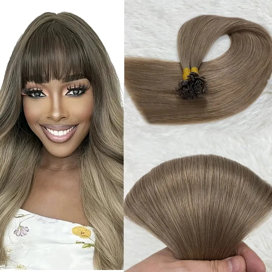 Remy Hair 30 Inch Real Remy Flat Tip Extension ng Buhok ng Tao Silky Straight Dark Brown Pre Bonded Keratin Fusion Hair 50 Strands