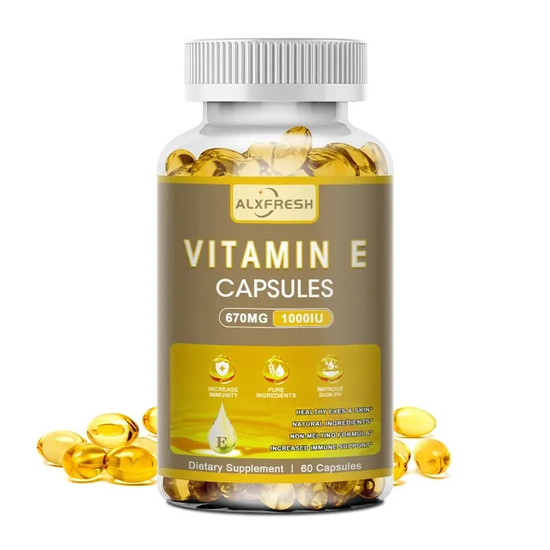 Alxfresh Vitamin E 670 mg (1000 IE) - Naturligt kosttilskud Antioxidant Hud Immunsystem Support Glutenfri Vegen