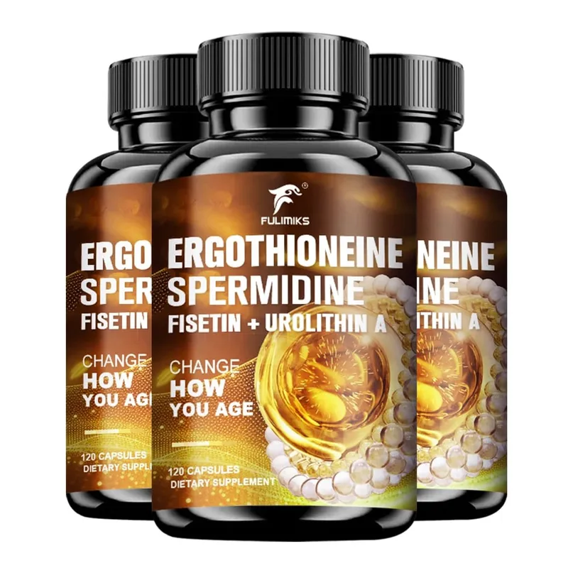 Ergothioneine & Spermidine Anti-Aging Capsules with Fisetin Urolithin A & PQQ Supports Cellular Health & Skin Rejuvenation