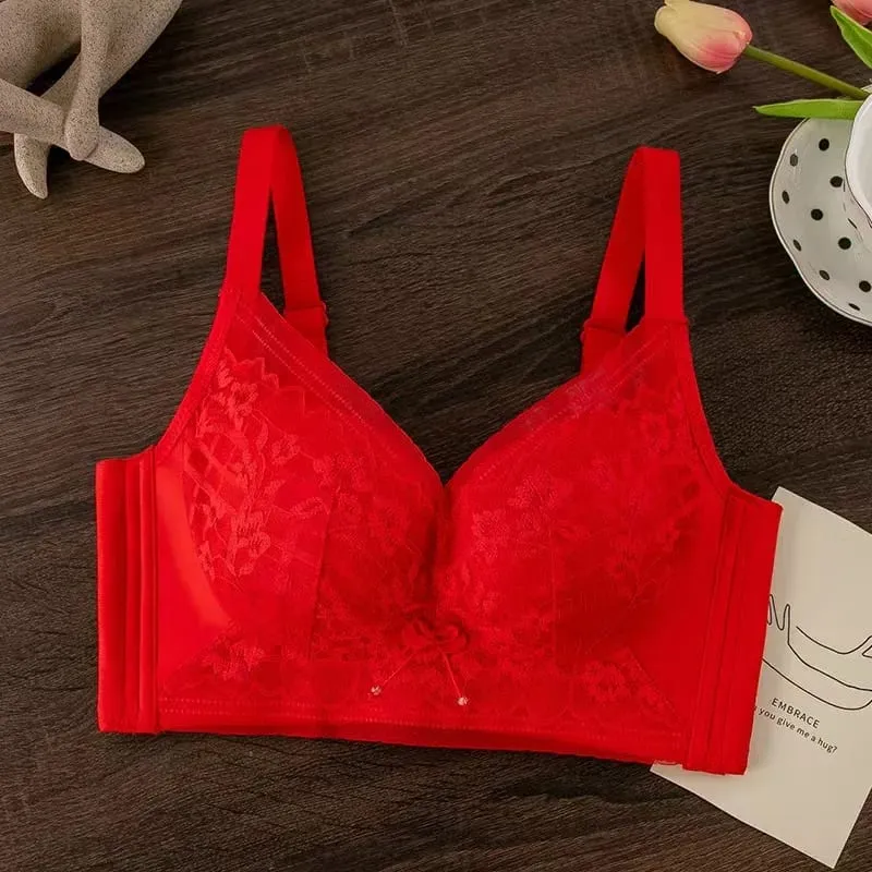 34-40 BC Thin Wire-Free Comfort Bras for Women Sexy Lace Push-Up Anti-sagging Bras Adjustable Straps Breathable Lingerie