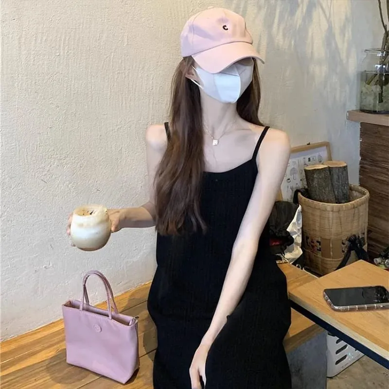 Verão plissado cami vestido emagrecimento estilo preguiçoso francês sexy cabido luxuoso vestido longo para mulheres venda quente versátil