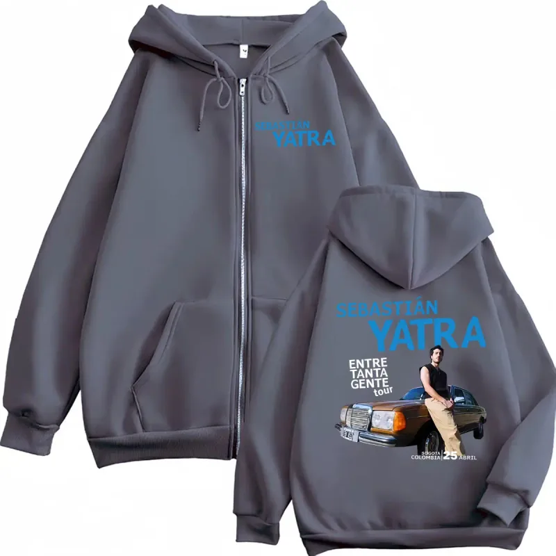 Sebastian Yatra Entre Tanta Gente Tour 2026 Hoodie Men Women Comfort Zip Up Hoodies Retro Street Zipper Sweatshirts Coats Jacket