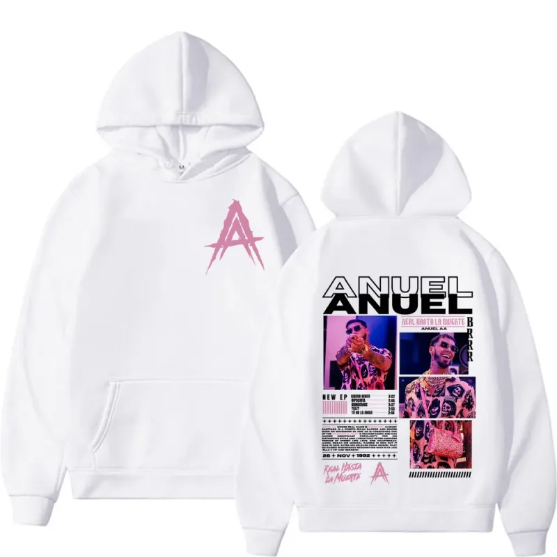 Rapper Anuel AA Real Hasta La Muerte Album Tour Hoodie Streetwear Men Women Vintage Hip Hop Pop Music Hoodies Casual Sweatshirts