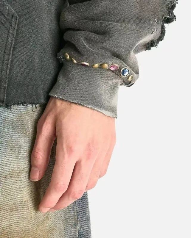 N Brand 26SS”DESTRUCTO' STUDDED WASHED“ Distressed High-Street Hip-Pop Cotton Oversized Hoodies Sweater For Men