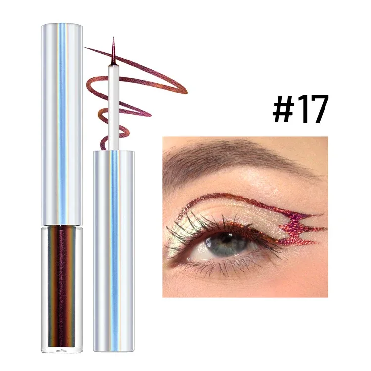 19 Colors Holographic Chameleon Liquid Eyeliner Metallic Glitter Color-Shifting Eye Liner Long Lasting Waterproof Eyes Makeup