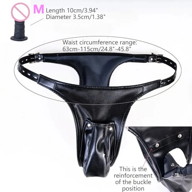 Multi-Functional Leather Chastity Panties with No Vibration Silicone Dildo Anal Accessories for Couple Sensual Play Sex Toys — image 8