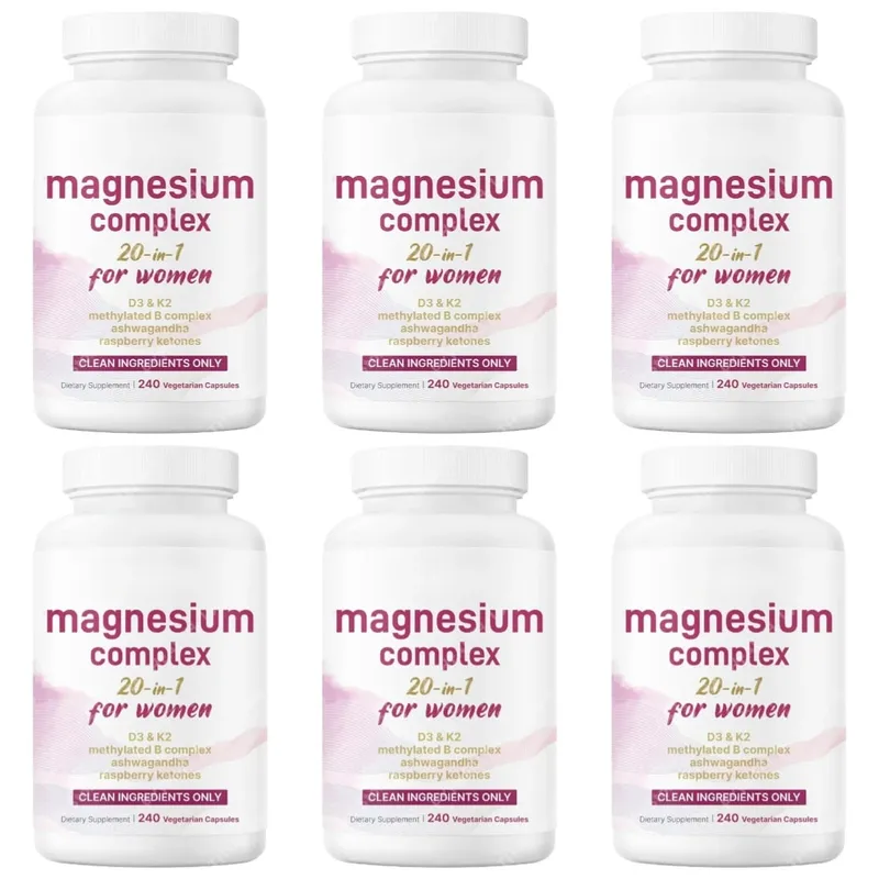 Magnesium Complex for Women Capsules with D3 K2 B12 Biotin & Ashwagandha for Energy Calm & Wellness Support 240 Capsules