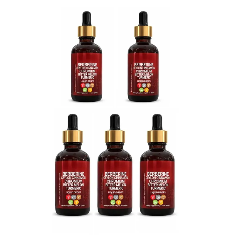 Berberine Liquid Drops Ceylon Cinnamon Chromium Bitter Melon & Turmeric Extract Multi-Ingredient Metabolic Support 60 ML
