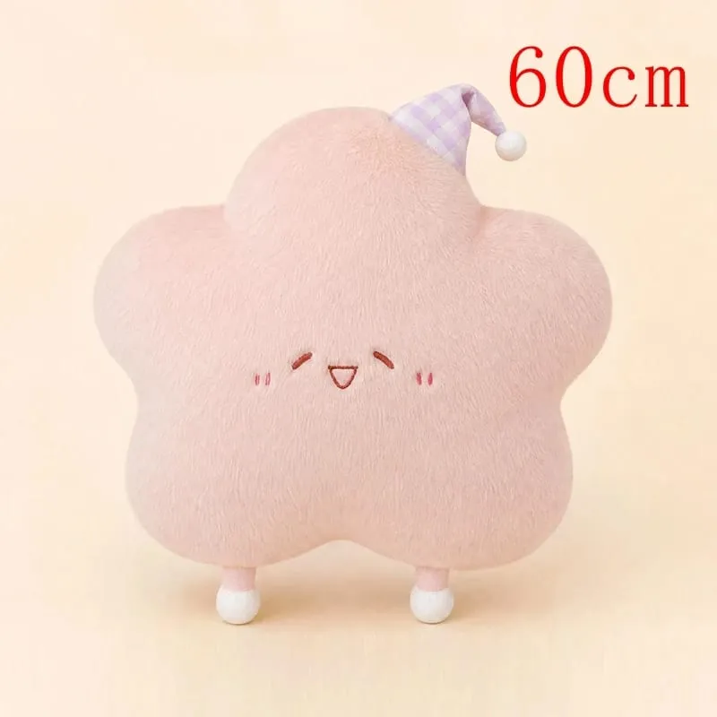 40-60cm Cute Star Plush Pillow with Sleep Hat Kawaii Star Stuffed Cushion Soft Fluffy Sofa Throw Pillow Girl Bedroom Home Decor