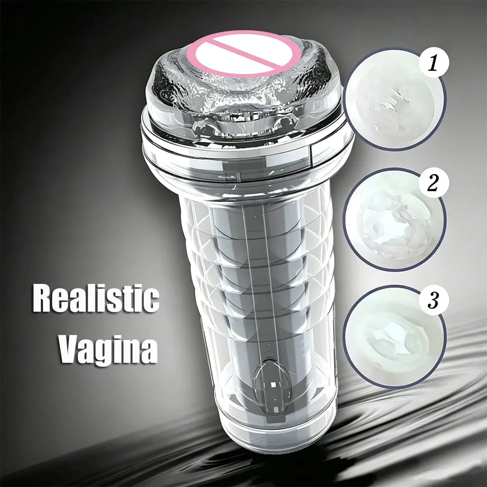 Transparent Cup Artifical Vaginal Real Pussy For Men Penis Exerciser Medical Penis Pump Cock Enlarger Sex Toys Male Masturbator