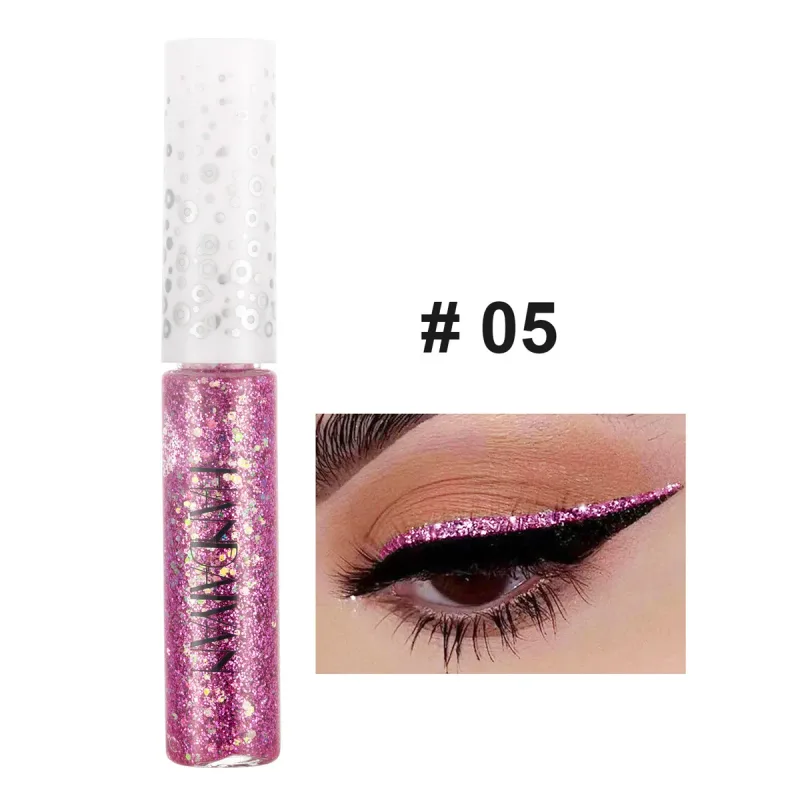 12 Renk Parlak Göz Gömlekleri Pigment Gümüş Gül Altın Renk Glitter Likit Eyeliner Metalik Renkli Makyaj Kadınlar Için