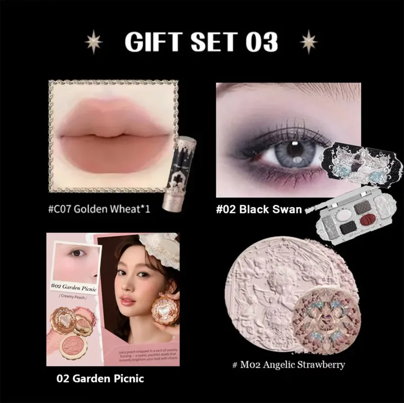 Flower Know Little Angel Collection Kotak Hadiah Makeup Eyeshadow Blush Cream Matte Lipstik Highlighter Kit Lengkap Semua Dalam Satu