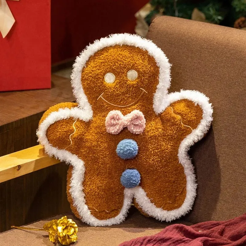 Hot Christmas Gingerbread Man Pillow Soft Plush Toy Decoration Funny XMas Plushie High Quality Christmas Birthday Gift Decor