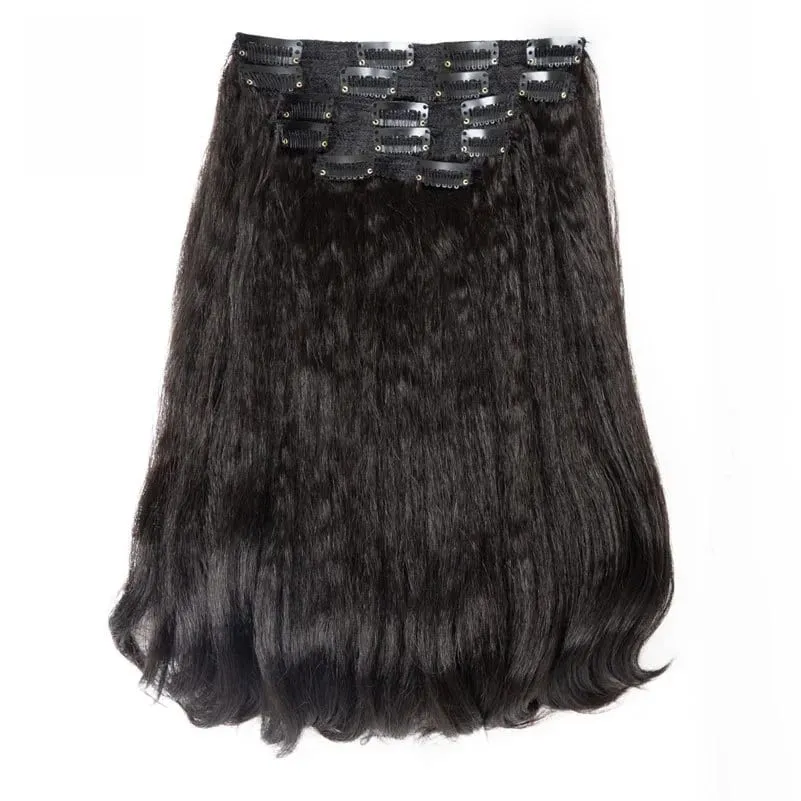 Blice Wrap Around Kinky Straight Tail Warping Curl Synthetic Fluffy 6PCS All-In-One 17Clips-In Hair Extension Hairpieces