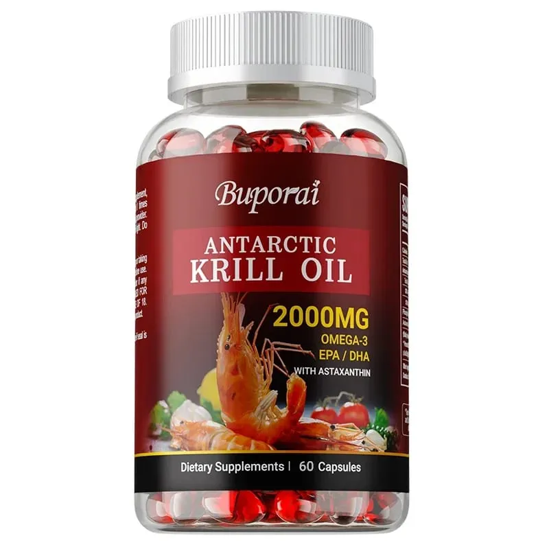 Antarctic Krill Oil 2000MG - Contains Astaxanthin Promotes Brain and Heart Health Antioxidant Metabolism and Boosts Immunity