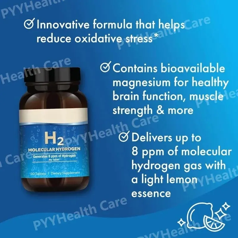 H2 Molecular Hydrogen - Supports Healthy Aging Cellular Energy & Brain Health - with Elemental Magnesium 90 Tablets GMO Free