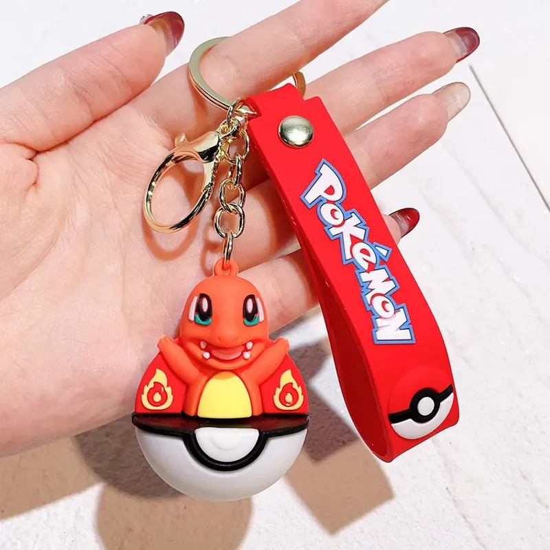 40 Style Wholesale Anime Pokémon Pikachu Eveen Keychain Cartoon Cute Charizard Keyring Student Backpack Car Key Chain Toys Gifts