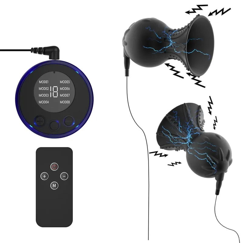 Electric Shocker Breast Pump Enlargement For Women Nipple Sucker Clitoris Suction Bondage E-stim Erotic Sex Toy Bdsm