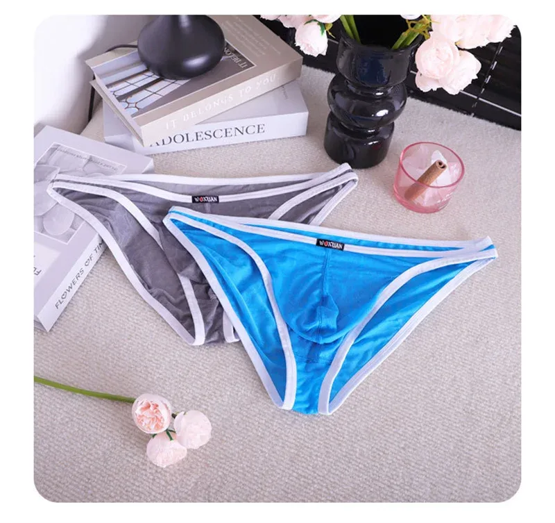 3PCS Lace Convex Briefs Men's Briefs Transparent Sexy Low Waist Mesh Quick-drying Solid Color Breathable Men Underwear