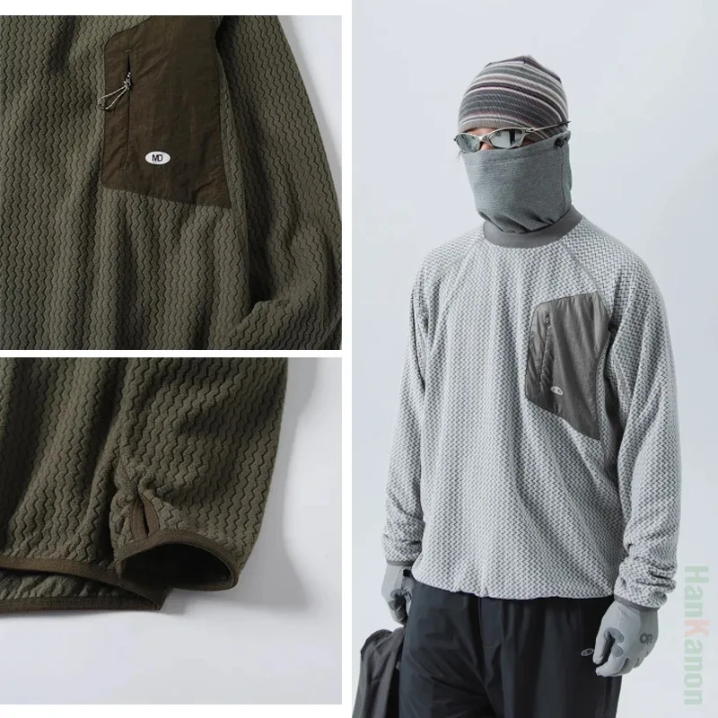 Mountain-Ready Crewneck: Engineered with Ribbed Neck Reflective Logo & Secure Chest Pocket for Outdoor Style Unisex