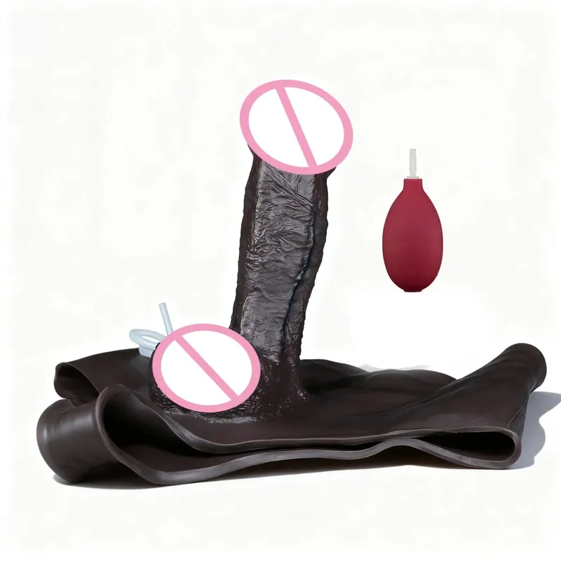 Black Nude Strapon Big Realistic Ejaculation Dildo Silicone Squirting Panties With Simulated Solid Penis Sex Toy For Women