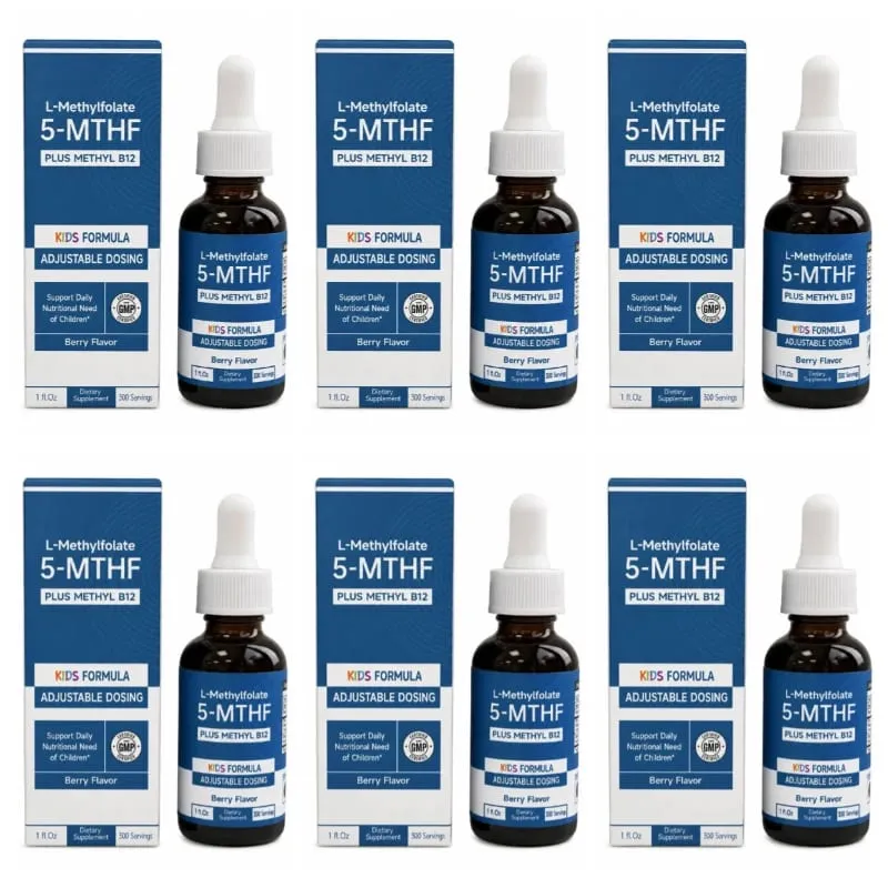 L-Methylfolate 5-MTHF Methyl B12 Drops for Kids Organic Berry Flavor Liquid Folate Supplement for Children Vegan 1 Fl Oz 30 ML