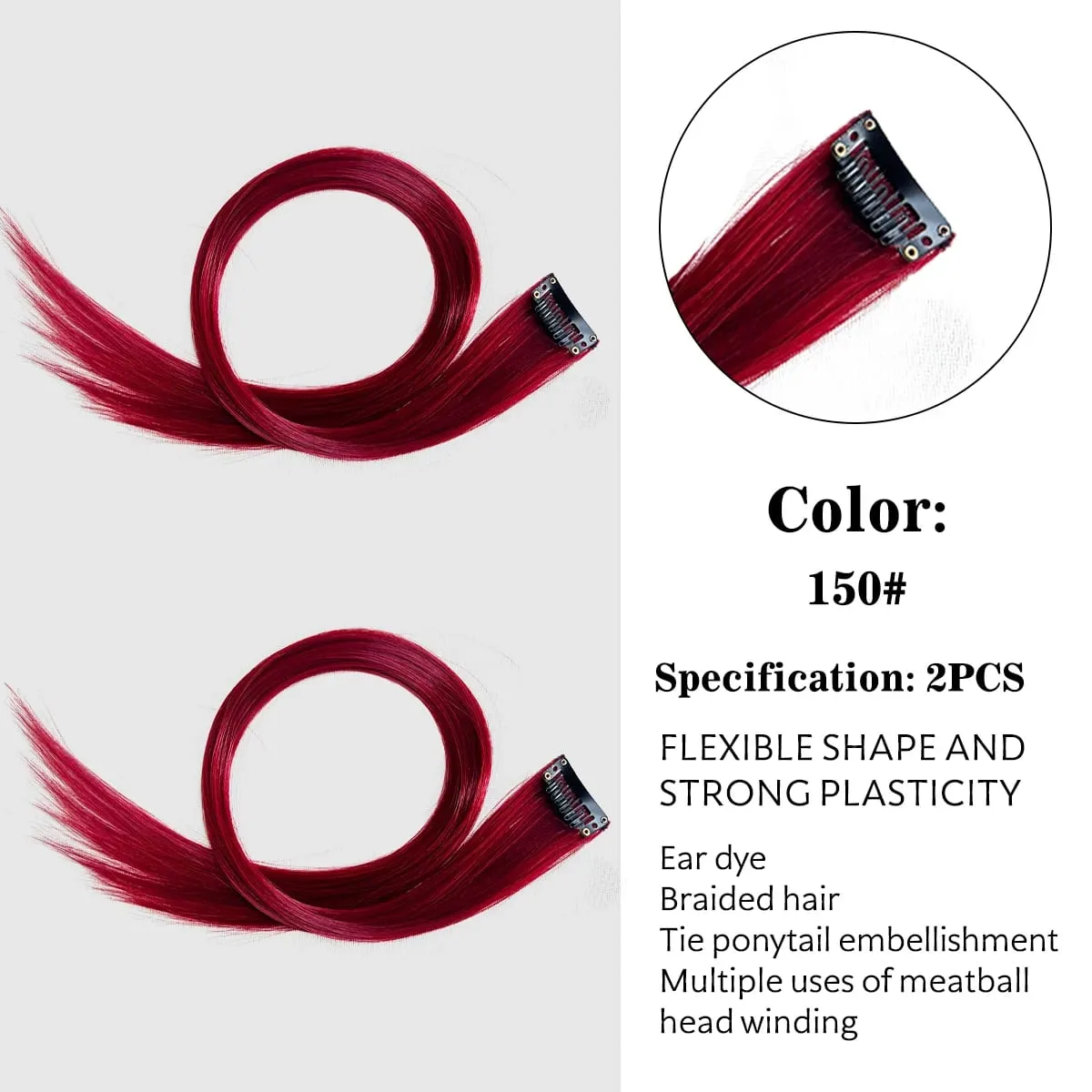 Synthetic Colored Clip In Hair Extensions Straight Highlight Hair Streaks Rainbow Hanging Hair Pieces Hairpiece For Women Party